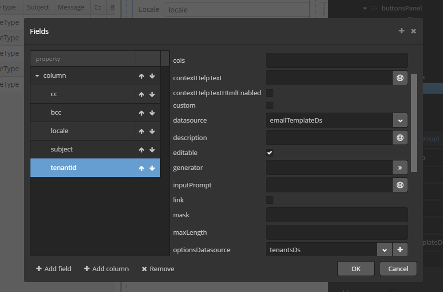 List of tenants inside a form group CUBA.Platform